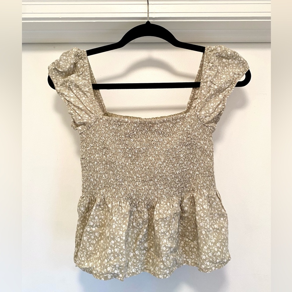 Abercrombie & Fitch Floral Smocked Blouse top Size XS square neck cottage core